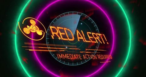 Futuristic Red Alert Interface in Neon Colors