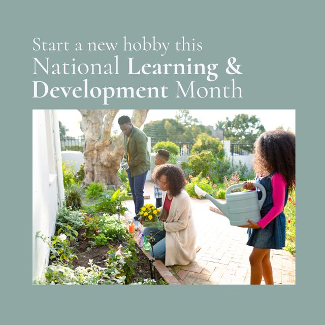 Family Gardening During Learning and Development Month - Download Free Stock Templates Pikwizard.com