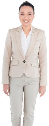 Happy Businesswoman Standing Against Transparent Background