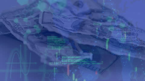 Digital Data Processing Overlapping US Banknotes in Business Finance
