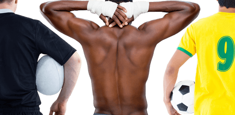 Diverse sportsmen back view with transparent background