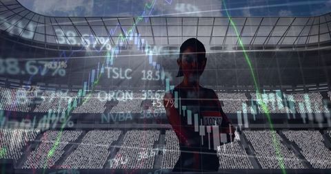 Advanced Technology Over Female Athlete in Stadium