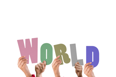 hands holding colorful letters forming transparent world - Download Free Stock Videos Pikwizard.com