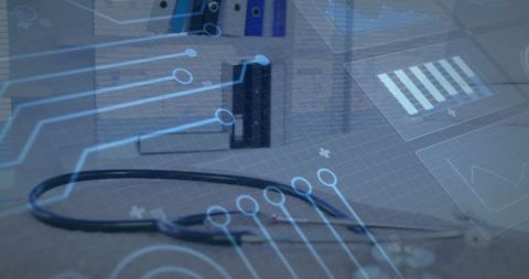 Futuristic blend of medical environment and digital interface