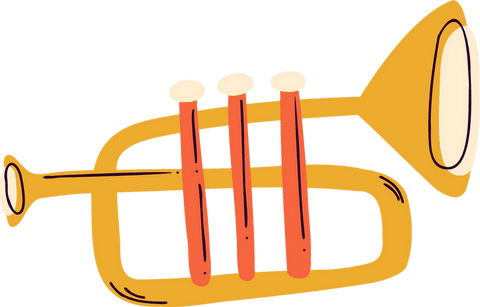 Cartoon Trumpet Illustration on Transparent Background
