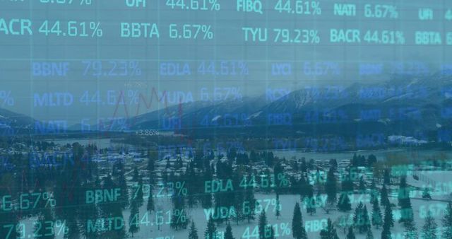 Innovative business metrics overlaid on winter alpine scene