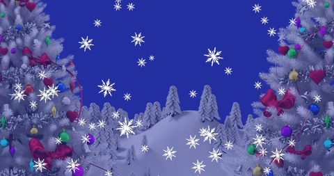 Christmas Trees Adorning Snowy Winter Forest Scene