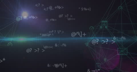 Abstract Network Connection and Data Icons Animation