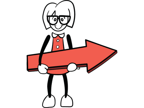 Transparent Female Cartoon Holding Red Arrow Symbol - Download Free Stock Videos Pikwizard.com
