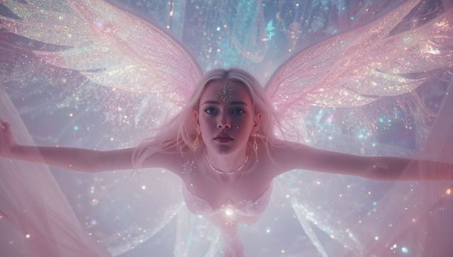Ethereal Fairy with Glittering Wings in Fantasy Realm