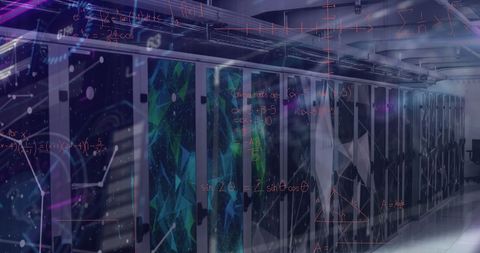 Data Analytics Interface with Secure Server Room - Download Free Stock Images Pikwizard.com