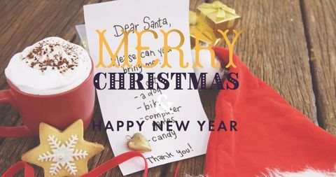 Festive Christmas Setup with Santa Letter and Hot Chocolate