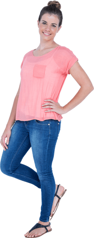 Fashionable Woman in Casual Wear on Transparent Background