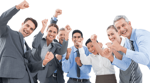 Cheerful Business Team Celebrating Success on Transparent Background - Download Free Stock Videos Pikwizard.com