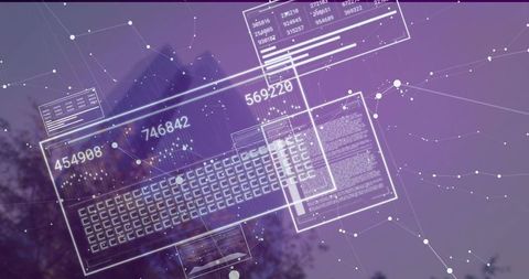 Futuristic Digital Interfaces Over Artificial Landscape