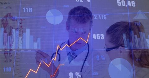 Doctor Analyzing Medical Data in High-Tech Laboratory