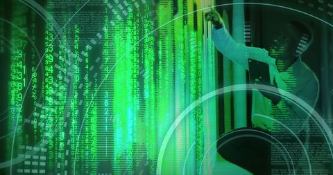 African American IT Technician with Binary Code and Digital Technology - Download Free Stock Images Pikwizard.com