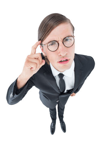 thoughtful geeky businessman in transparent background - Download Free Stock Videos Pikwizard.com