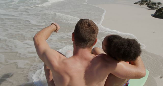 Father and Daughter Relaxing at Beach on Sunny Day - Download Free Stock Images Pikwizard.com