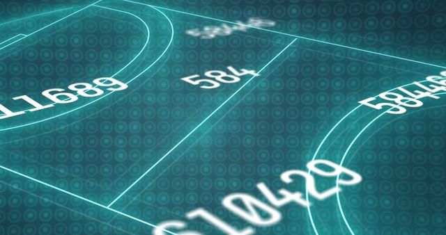 Futuristic Data Interface with Glowing Cyan Lines and Numbers