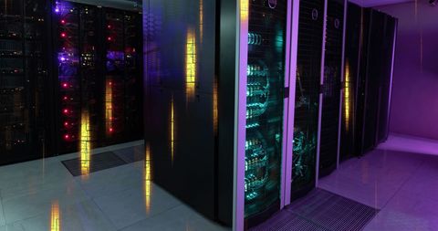 Modern Data Center with Illuminated Computer Servers - Download Free Stock Images Pikwizard.com