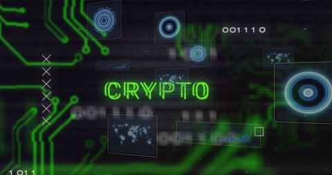 Digital crypto dashboard with futuristic data visualizations