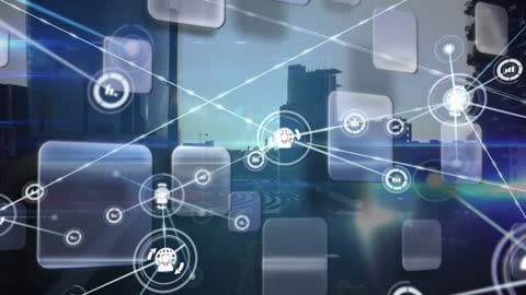 Futuristic Network Connections Over Cityscape Concept