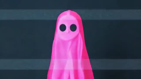 Glitchy CGI Ghost With Neon Drapes Floating in Futuristic Setting