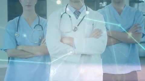 Innovative Healthcare Team with Digital Connectivity Flow