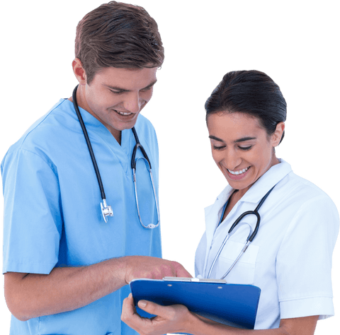 two smiling doctors discussing patient care on transparent background - Download Free Stock Videos Pikwizard.com