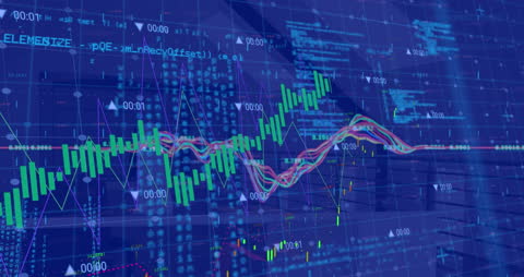 Digital Data Interface with Financial Graphs in Modern Office