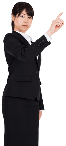 Focused Asian Businesswoman Pointing Transparent PNG
