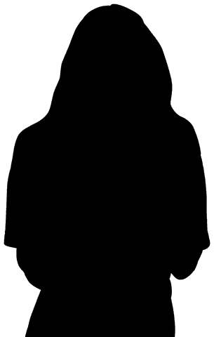 Transparent silhouette of woman holding hands