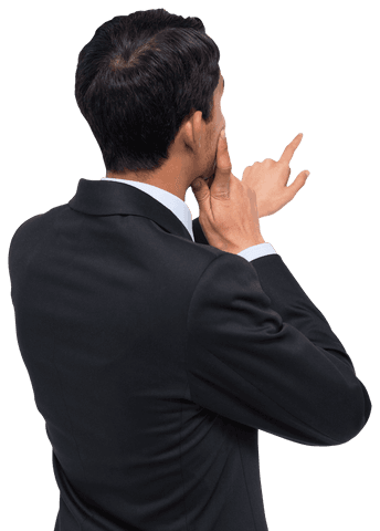 Thinking Biracial Businessman Pointing on Transparent Background - Download Free Stock Videos Pikwizard.com