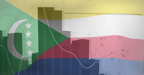 financial growth and data analysis over comoros flag - Download Free Stock Images Pikwizard.com