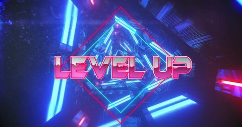 Neon Level Up Text Gaming Interface Concept