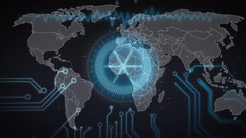 Digital World Map with Technological Circuit Interface