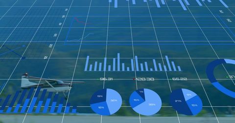 Infographic Interface Over Airplane on Runway: Business and Technology Concept - Download Free Stock Images Pikwizard.com