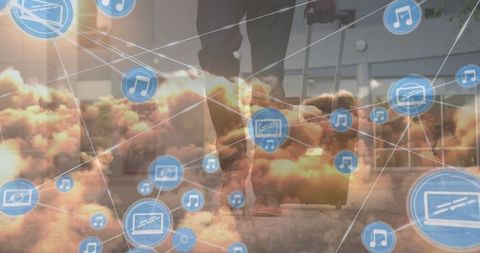 Digital networking in business travel background