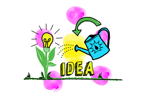 Creative Idea Development Illustration with Bulb Flower and Watering Can - Download Free Stock Videos Pikwizard.com