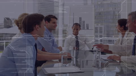 Collage of Dynamic Financial Data and Business Meeting