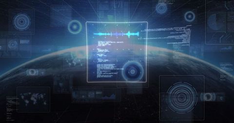 Digital Data Processing Over Globe with Futuristic Interface Elements - Download Free Stock Images Pikwizard.com