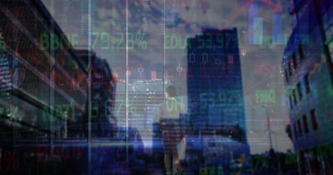 Caucasian Businesswoman Overlaid with Stock Market Data - Download Free Stock Images Pikwizard.com
