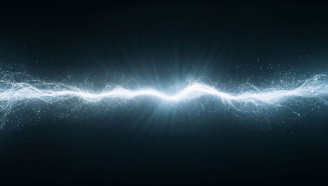 Glowing energy wave across dark background