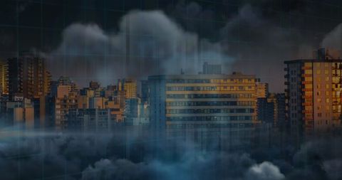 Moody Urban Skyline with Dramatic Clouds at Sunset - Download Free Stock Images Pikwizard.com