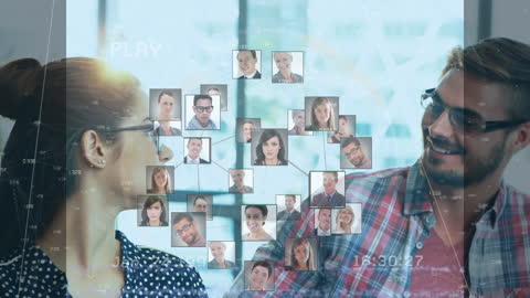 Digital Networking Concept in Modern Office Environment