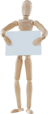 wooden figurine holding blank placard on transparent background - Download Free Stock Videos Pikwizard.com