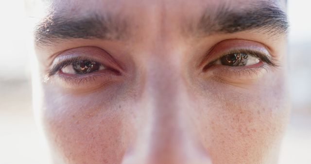 Close-Up of Man's Eyes Half Closed Showing Detailed Eyelashes and Skin Texture - Download Free Stock Images Pikwizard.com