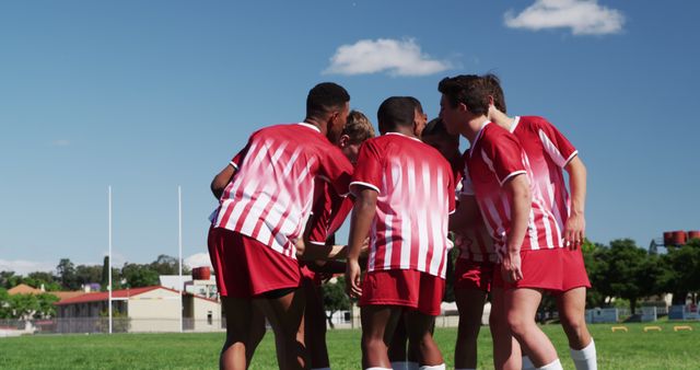 Team of Young Soccer Players Huddling on Field Before Game - Download Free Stock Images Pikwizard.com