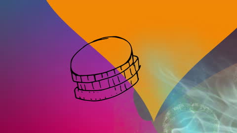 Abstract Animation with Currency Icons and Colorful Background